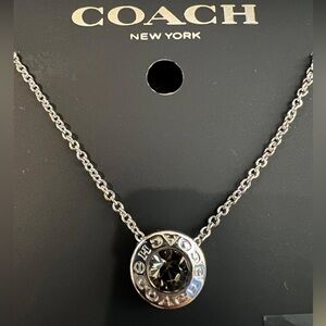 Coach Open Circle Stone Silver Necklace - Coach Box Included